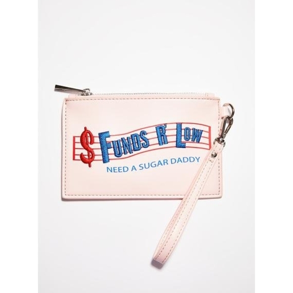 Handbags - NEW! Embroidered Pink Wristlet with Fun Design